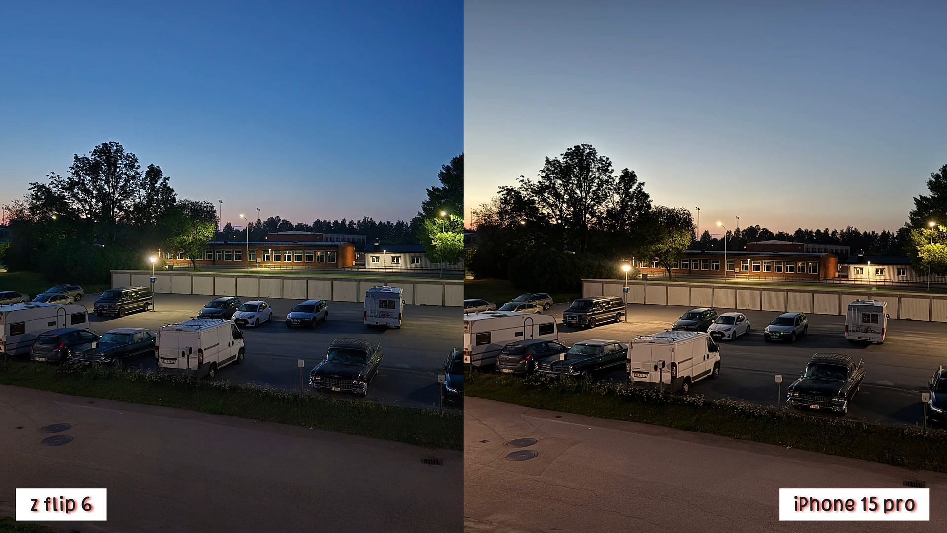 A comparison of images shot by the Z Flip 6 and the iPhone 15 Pro (Image via YouTube/A Cozy Life Of Amelia)