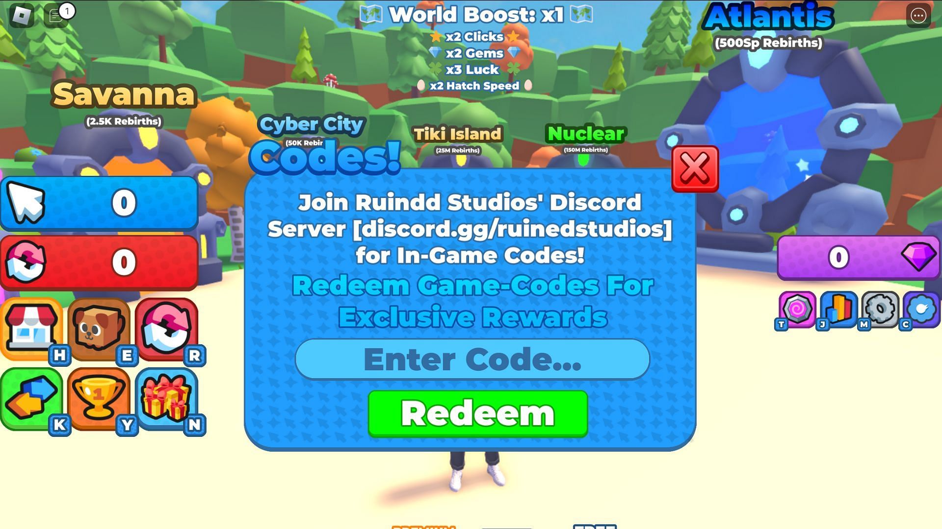 Redeem the active code (Image via Roblox)