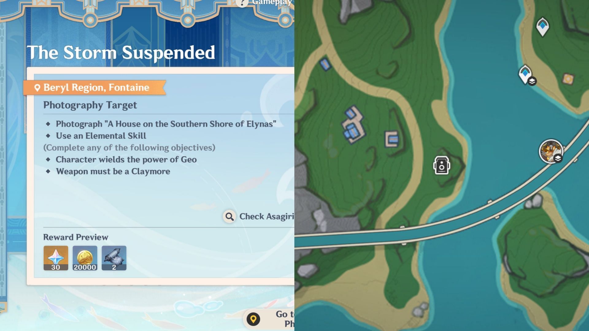 The Storm Suspended location and rewards (Image via HoYoverse)