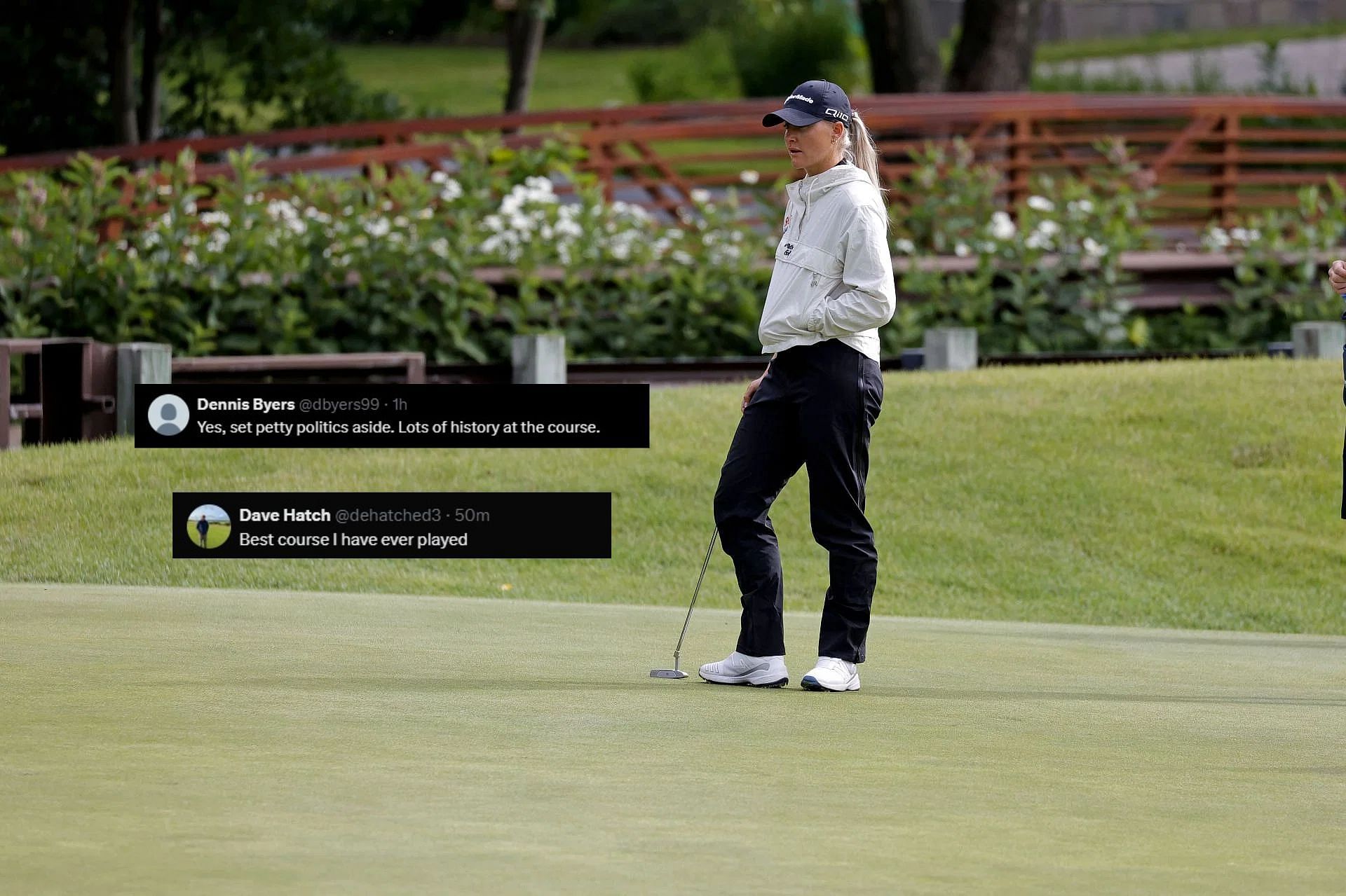 Charley Hull (Image via Getty, @dbyers99, @dehatched3).