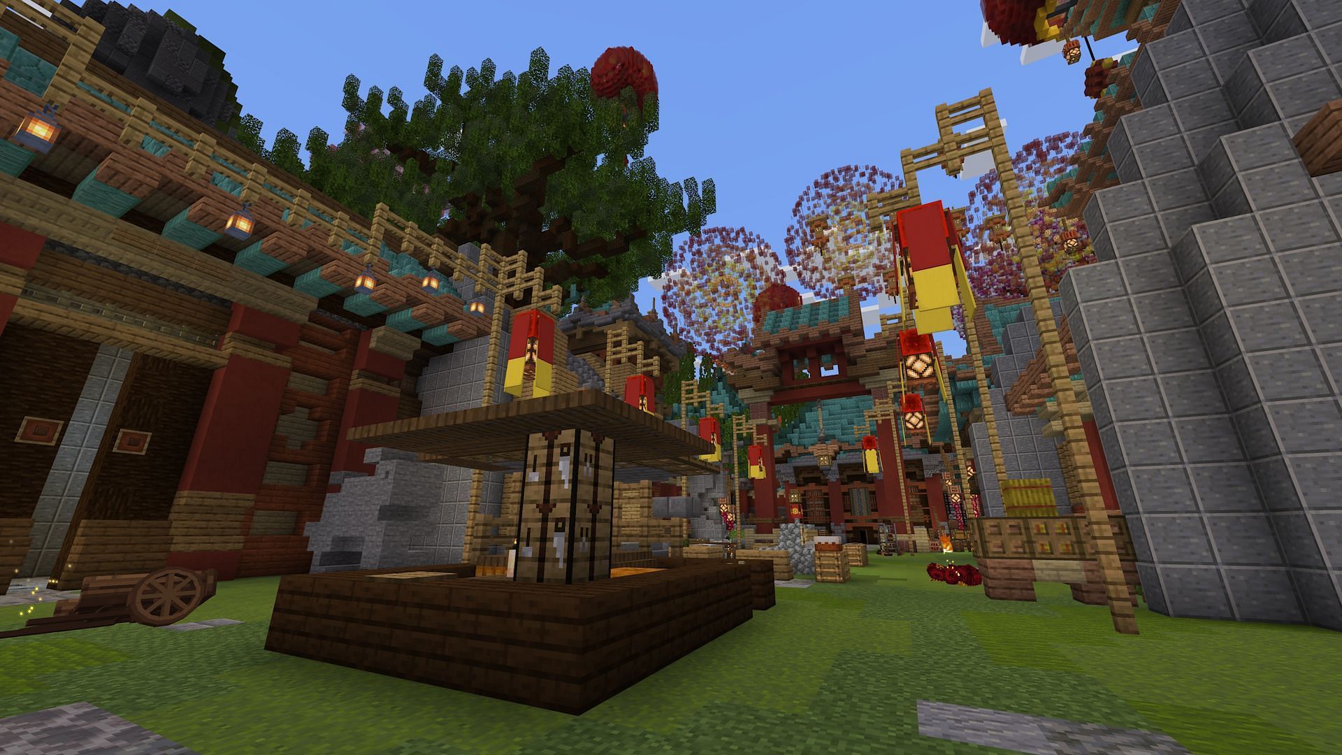 Some of the gorgeous builds featured in this adventure map (Image via Mojang)