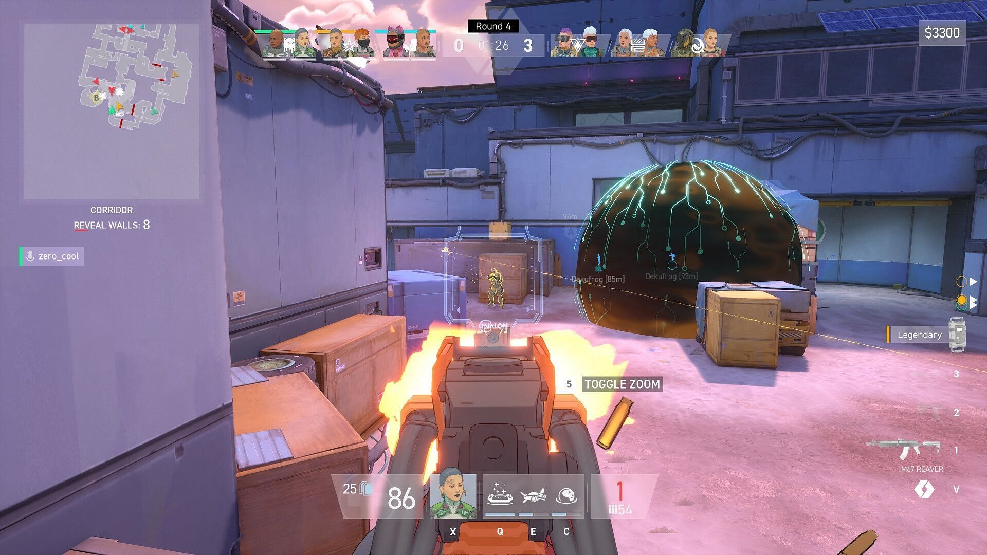 A character in Spectre Divide shooting at their enemies while aiming down the sights