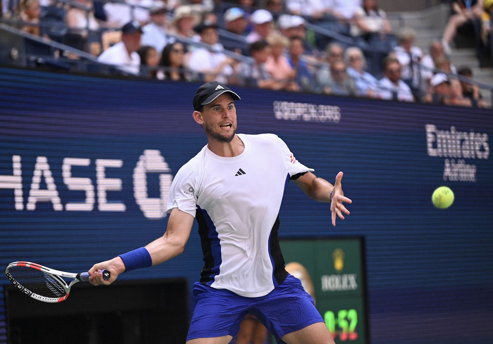 Dominic Thiem playing at the US Open 2024 against Ben Shelton (not in picture). (Image: Getty)