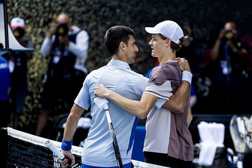 The Serb (L) and Jannik Sinner (R) (Source: Getty)