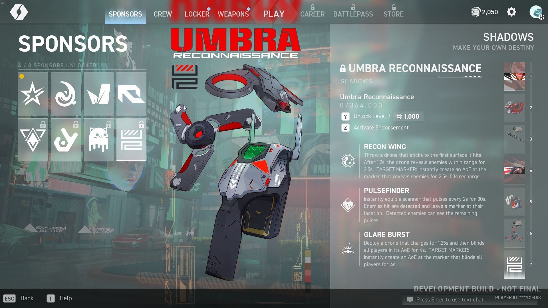 Umbra Reconnaissance Sponsor (Image via Mountaintop Studios)