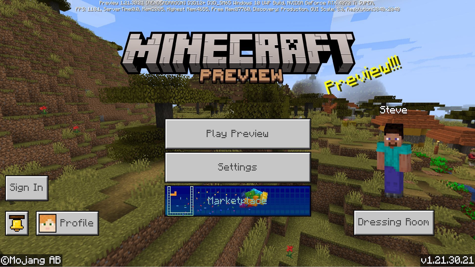 The latest Bedrock preview (Image via Mojang)