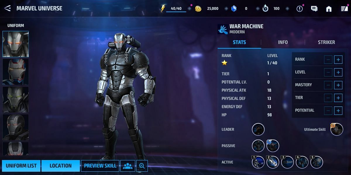 War Machine in Marvel Future Fight (Image via Netmarble Monster)