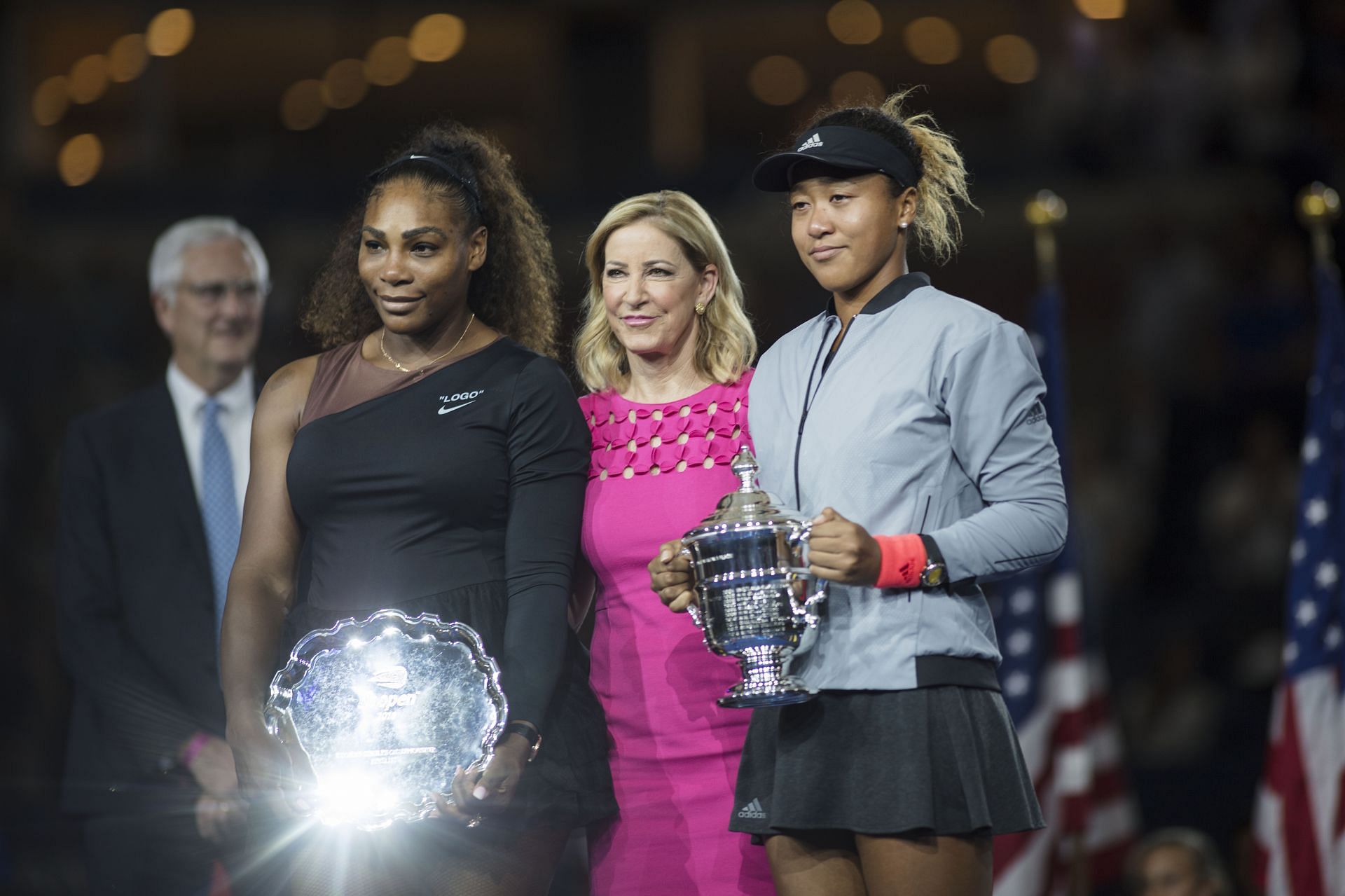 Chris Evert with Serena Williams and Naomi Osaka at US Open 2018 (Source: Getty)