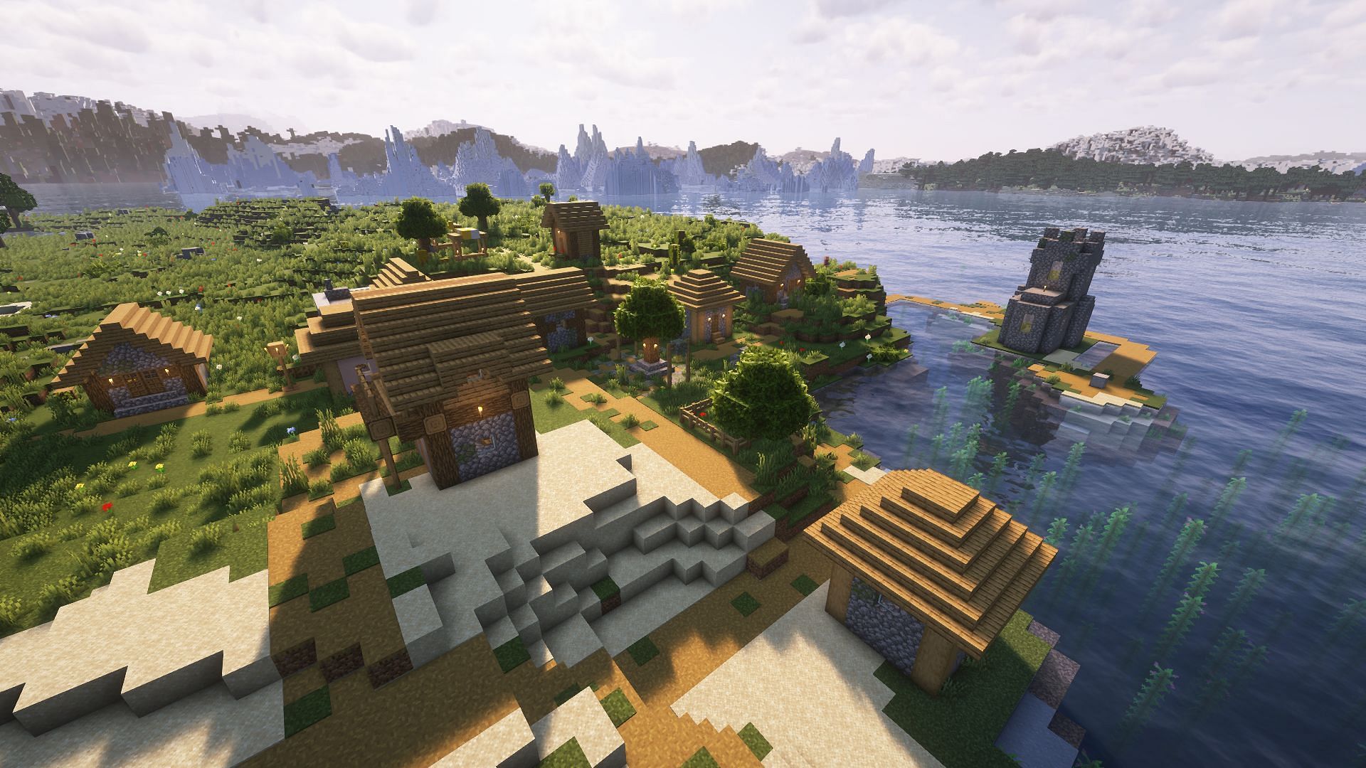 A common, yet pretty, coastal plains village (Image via Mojang)