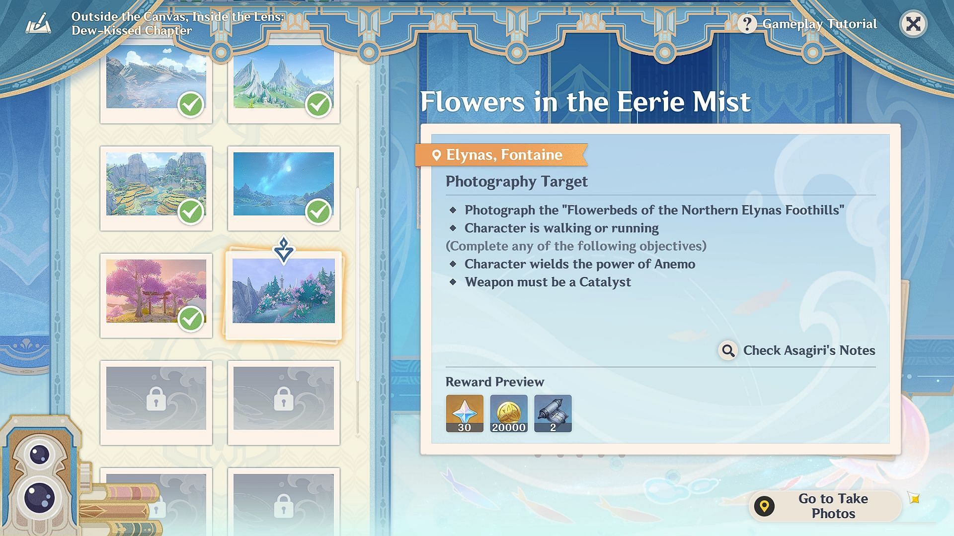 Flowers in the Eerie Mist photography guide (Image via HoYoverse)