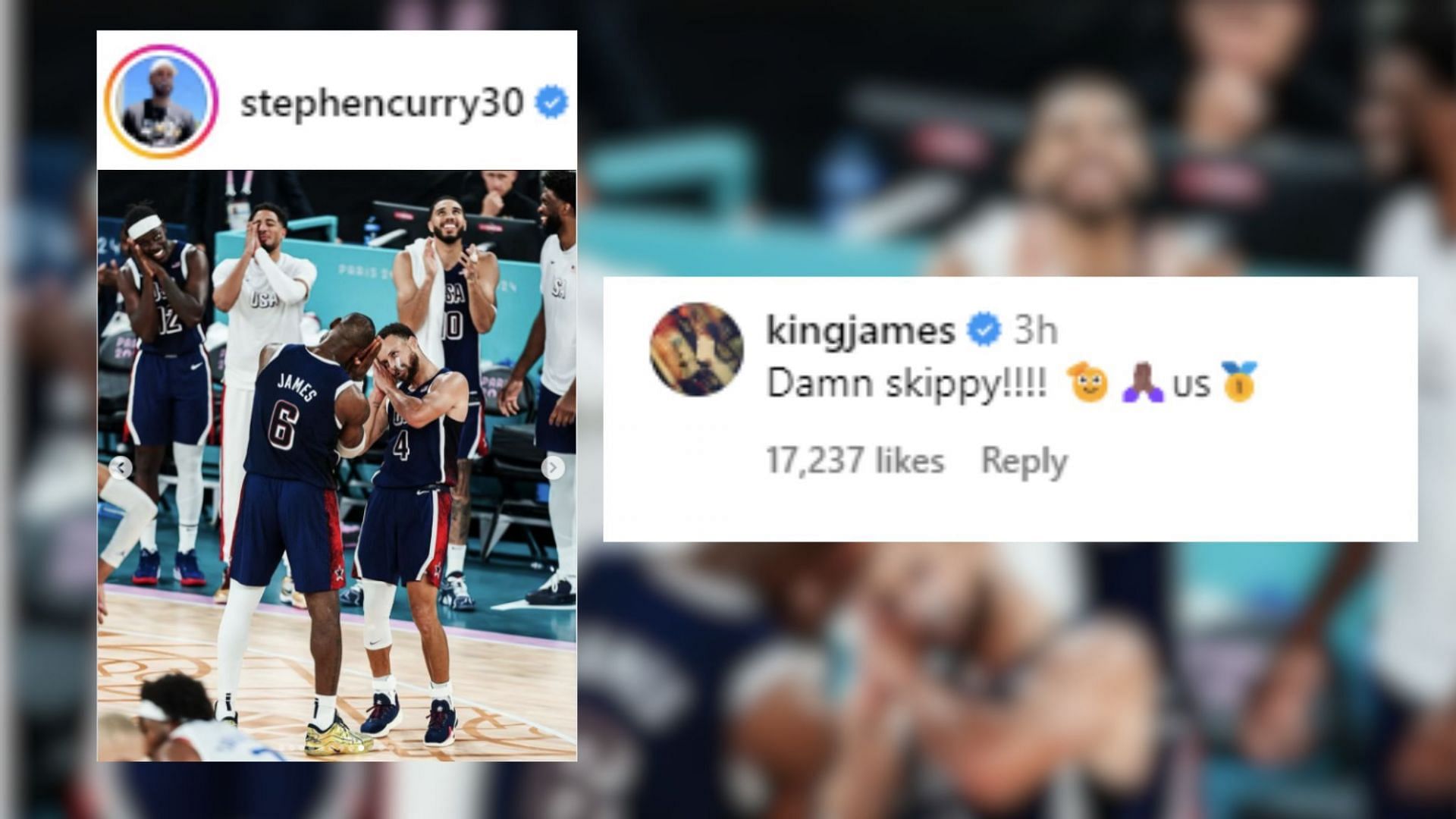 LeBron James hypes Steph Curry&#039;s &#039;Gold Medal Content&#039; post on IG