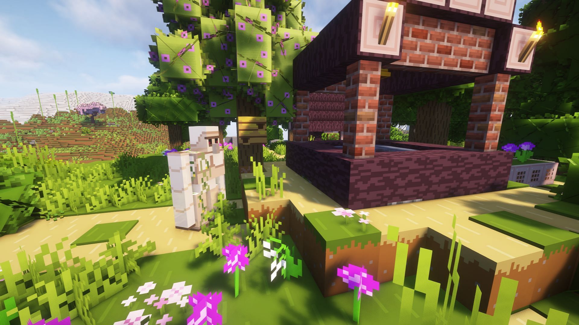 The Bare Bones texture pack looks even better when using shaders (Image via Mojang)