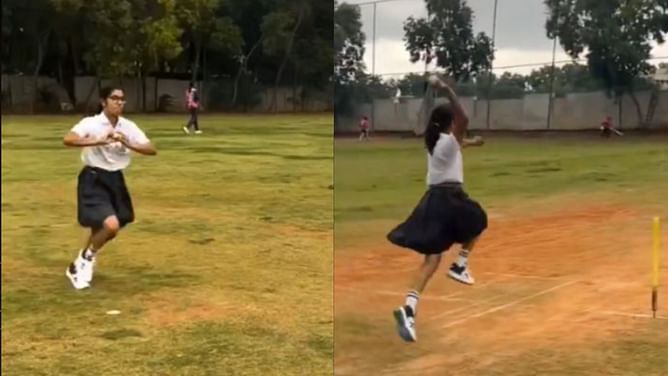 [Watch] School girl imitates Jasprit Bumrah's bowling action; goes viral on the internet