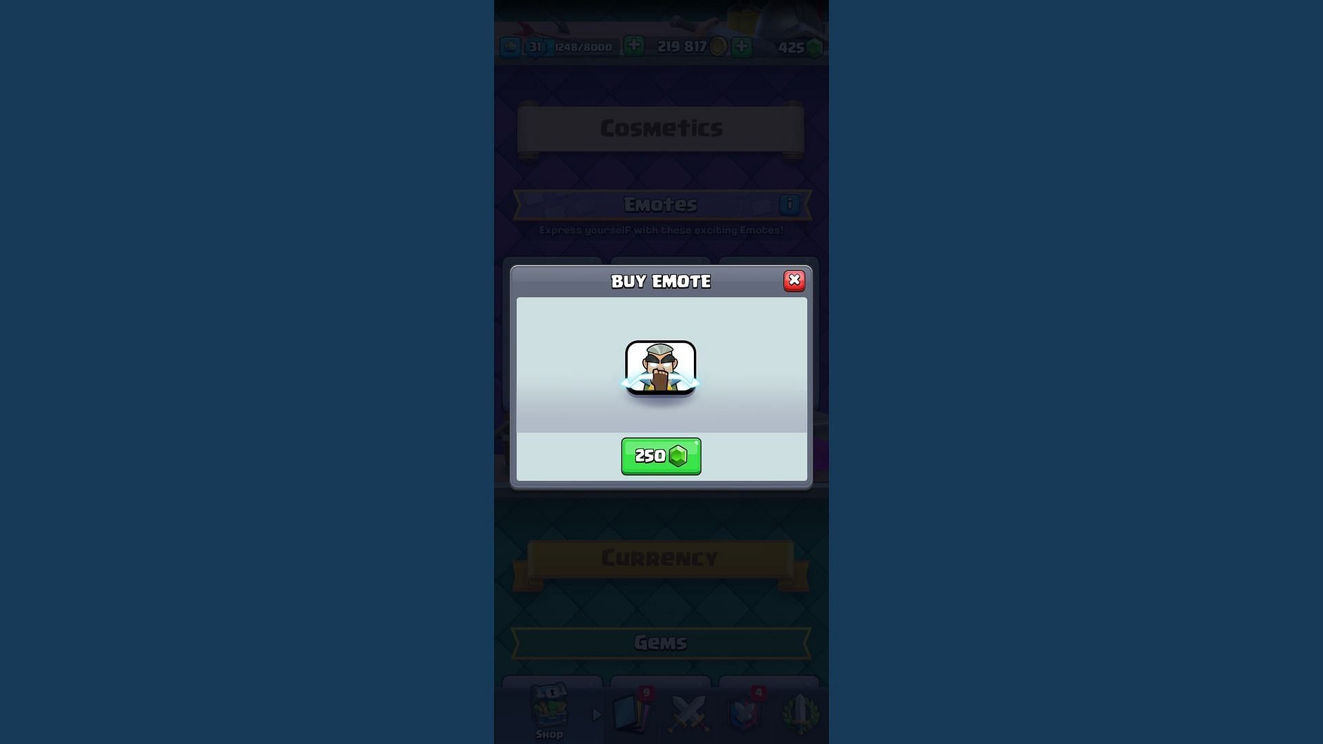 One of the Wizard emotes in Clash Royale (Image via Supercell)