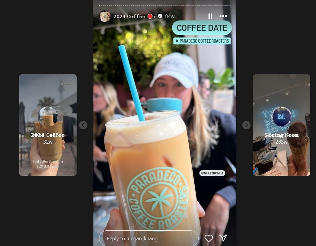 Megan Khang&#039;s coffee story highlight on Instagram (Image via Instagram @megan_khang)