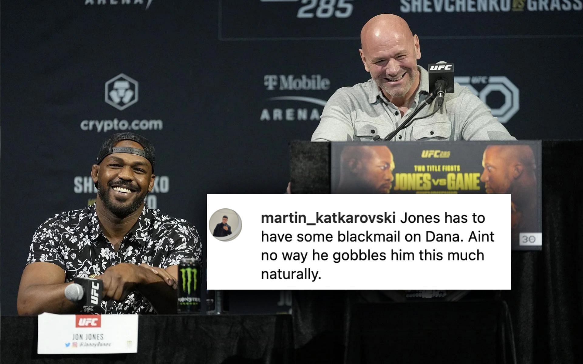 Fans reacted to Dana White getting excited about Jon Jones UFC Topps card. [Image courtesy: Getty Images]