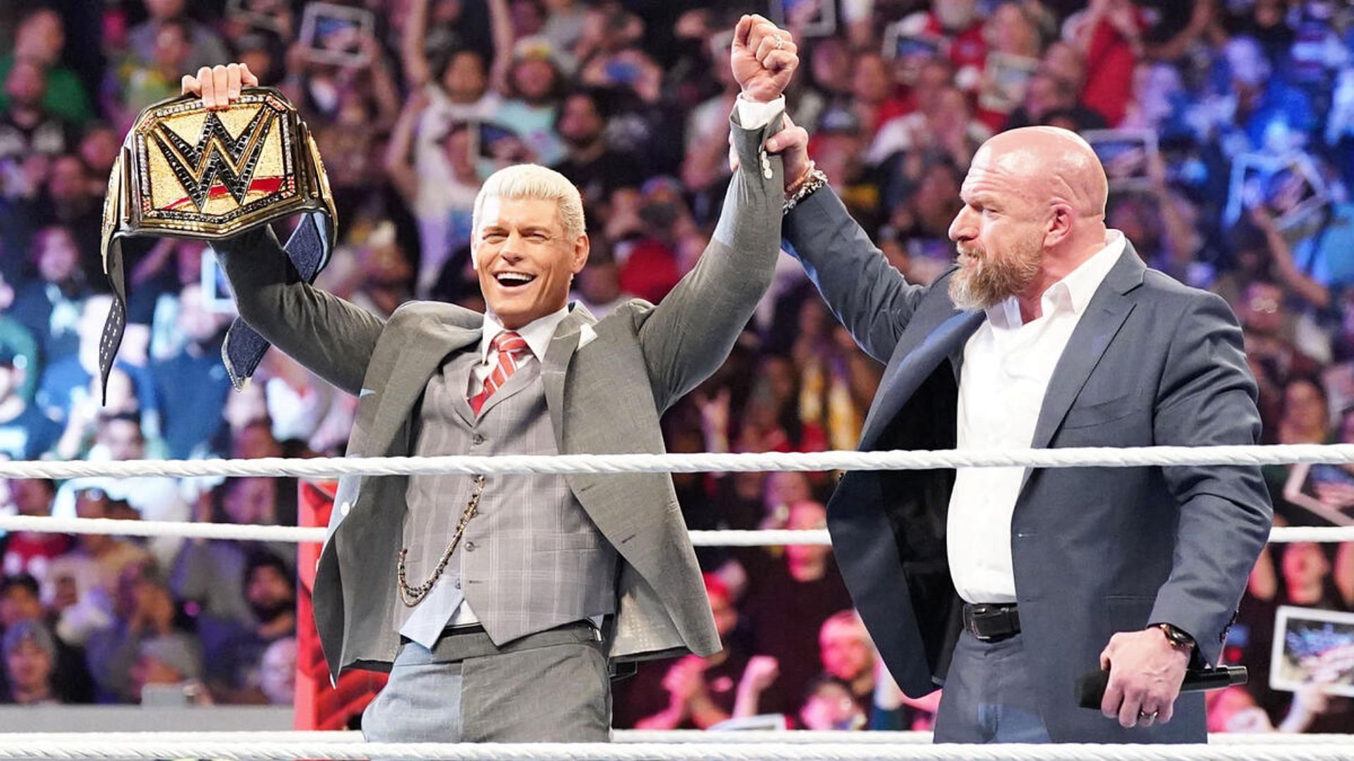 Cody Rhodes and WWE Chief Content Officer Paul &quot;Triple H&quot; Levesque [Photo credit: WWE]