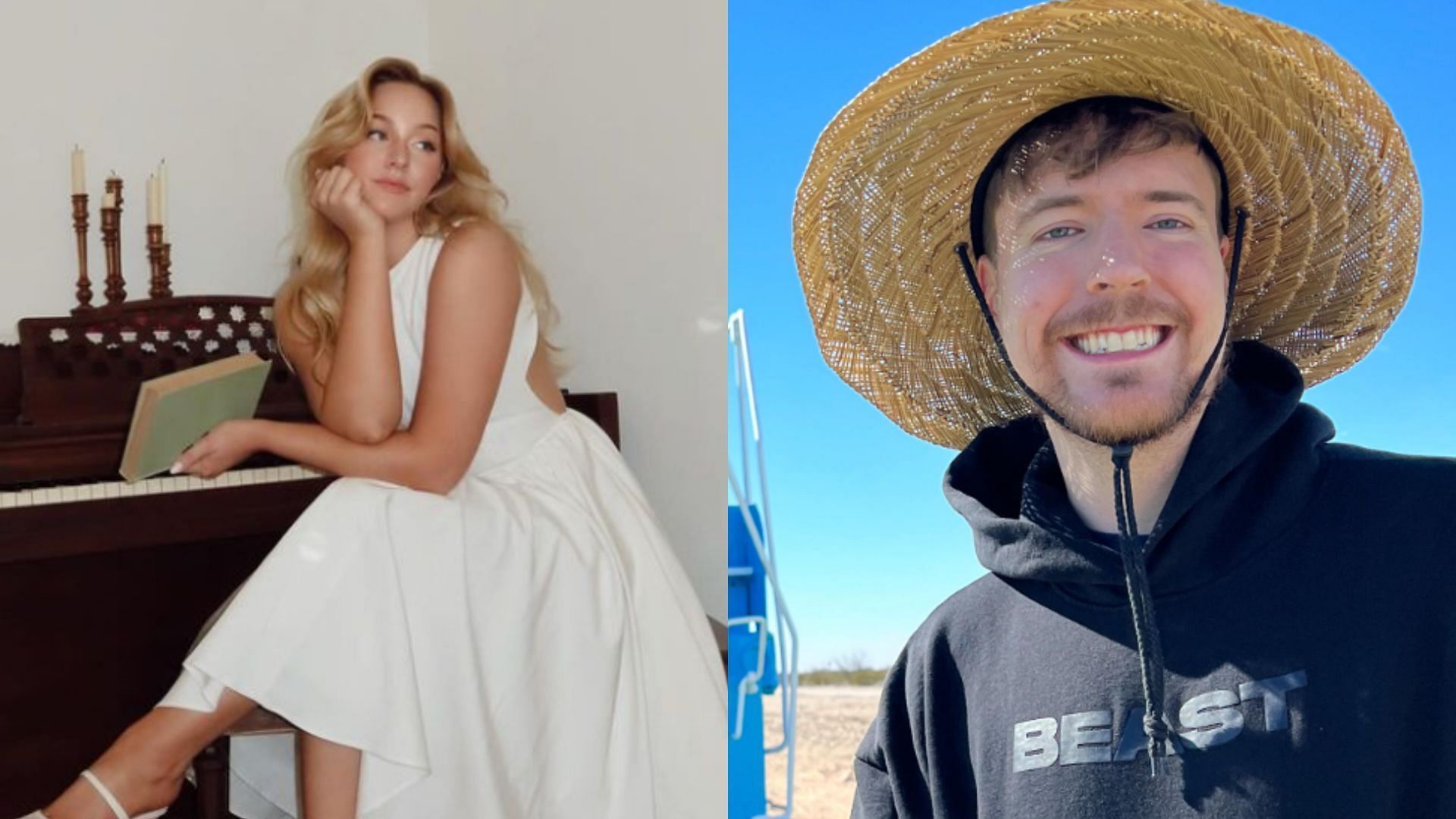 Maddy Spidell has recently come out with some negative comments, seemingly about MrBeast (Images via @maddyspidell, @mrbeast/Instagram)