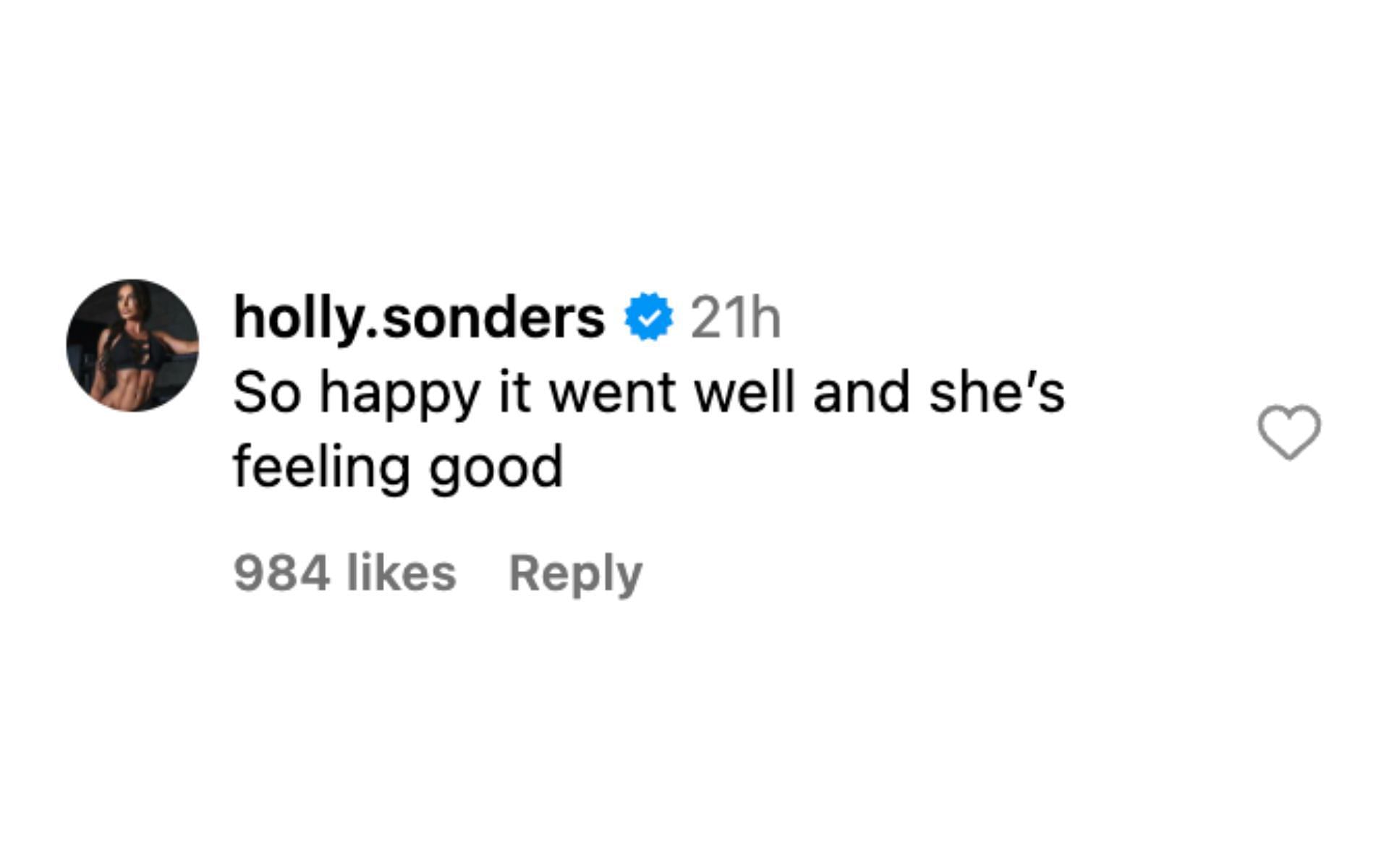 Holly Sonders commenting on Ryan Garcia&#039;s Instagram. [Image courtesy: @kingryan on Instagram]