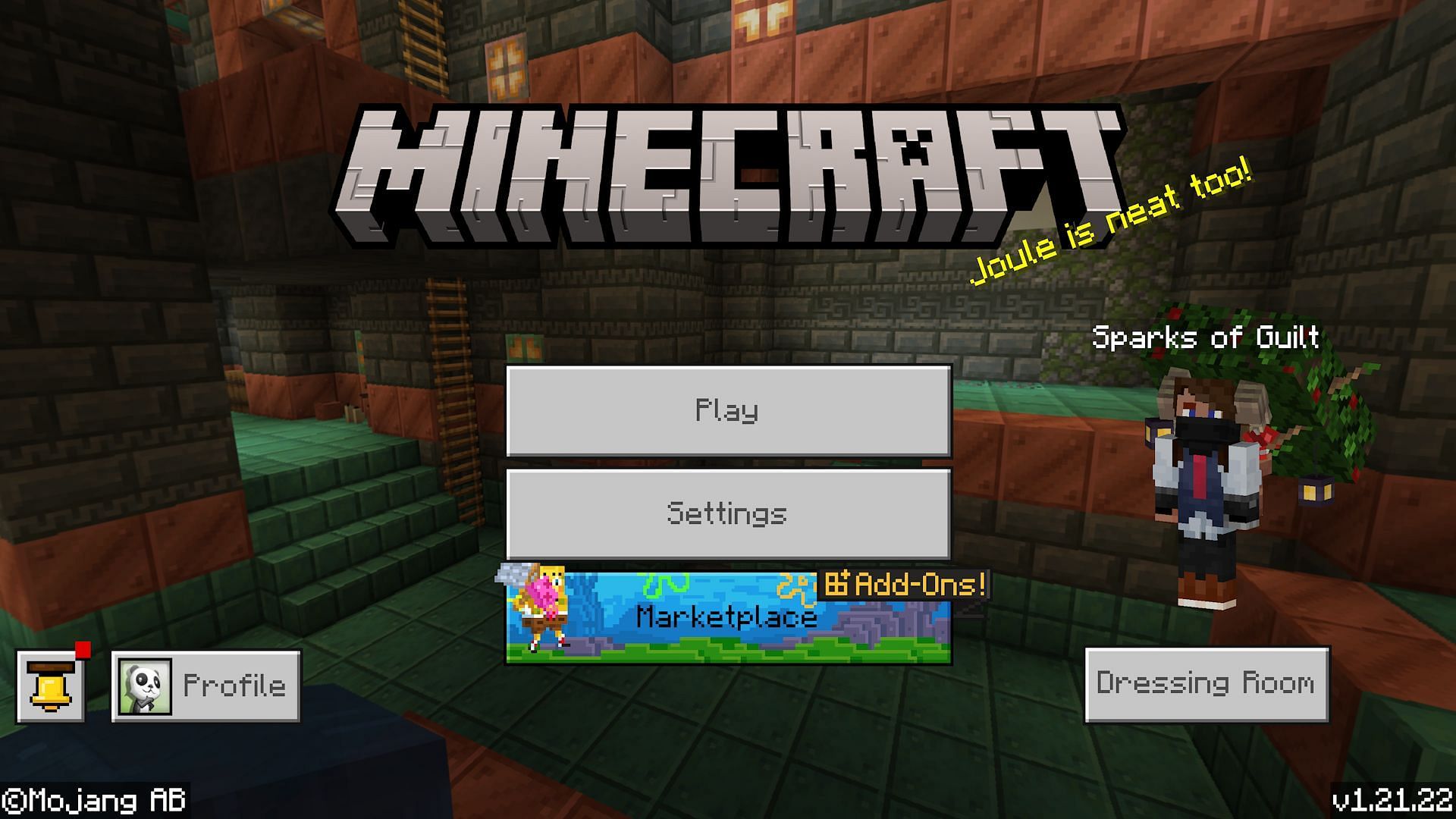 The Bedrock title screen (Image via Mojang)