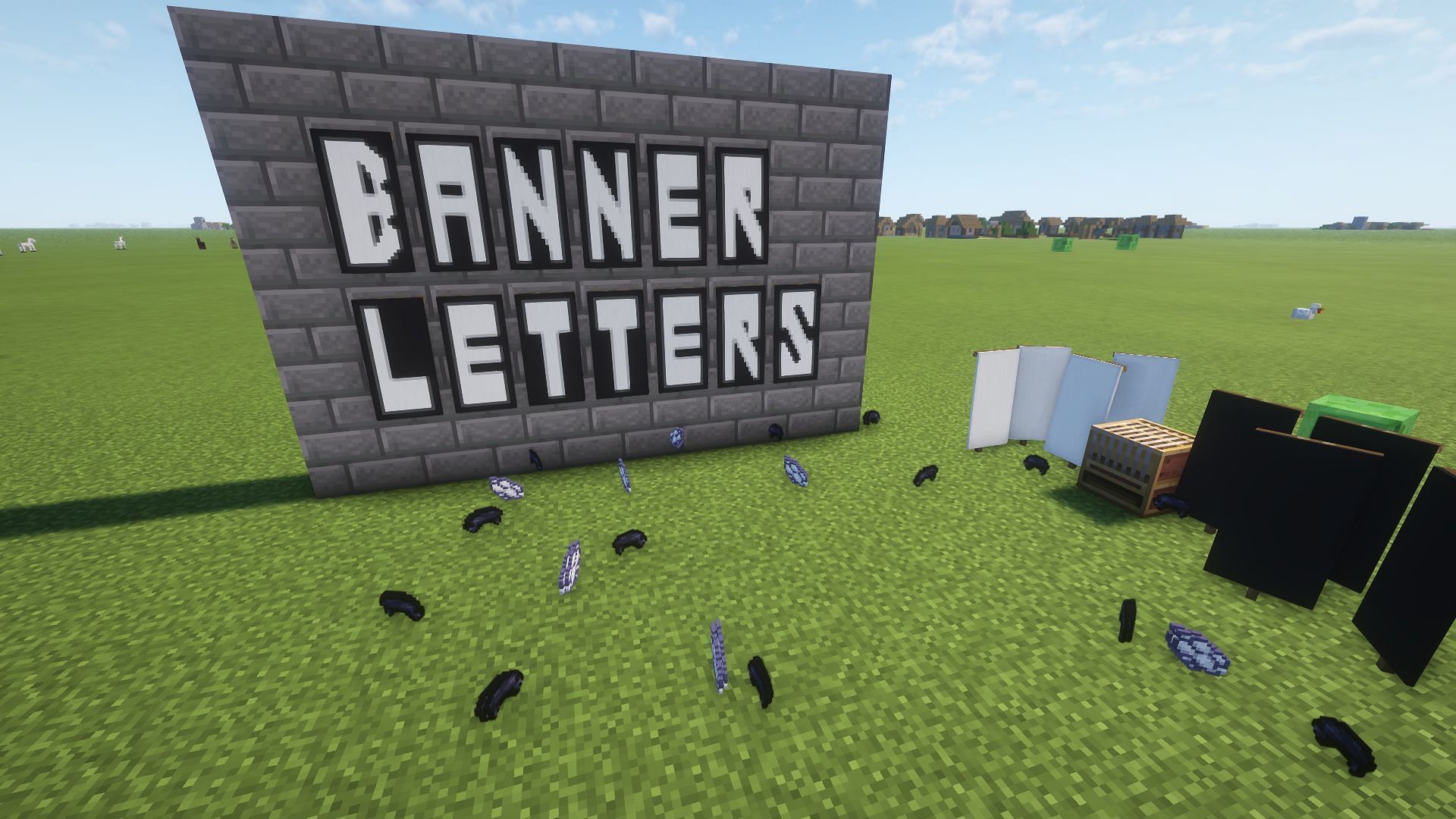 A sign made using letters on Minecraft banners (Image via Mojang)