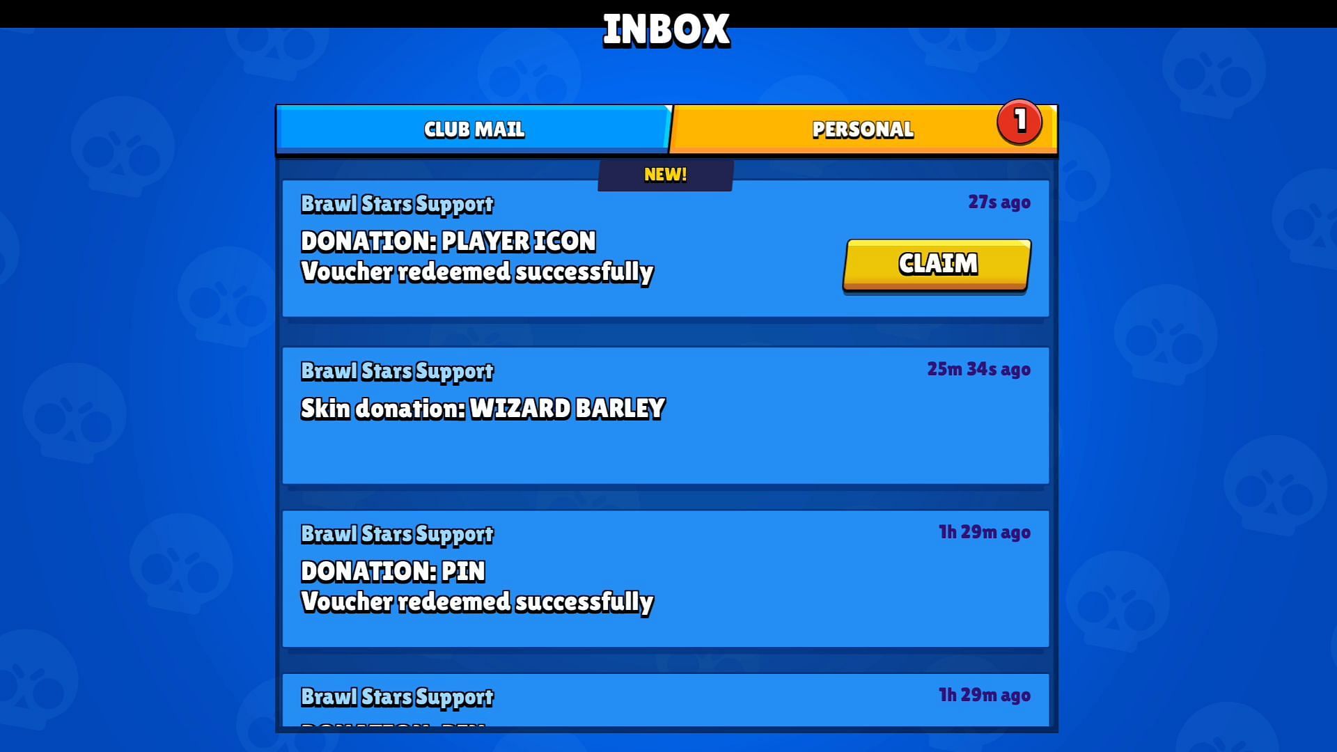 Personal tab in the Inbox (Image via Supercell)