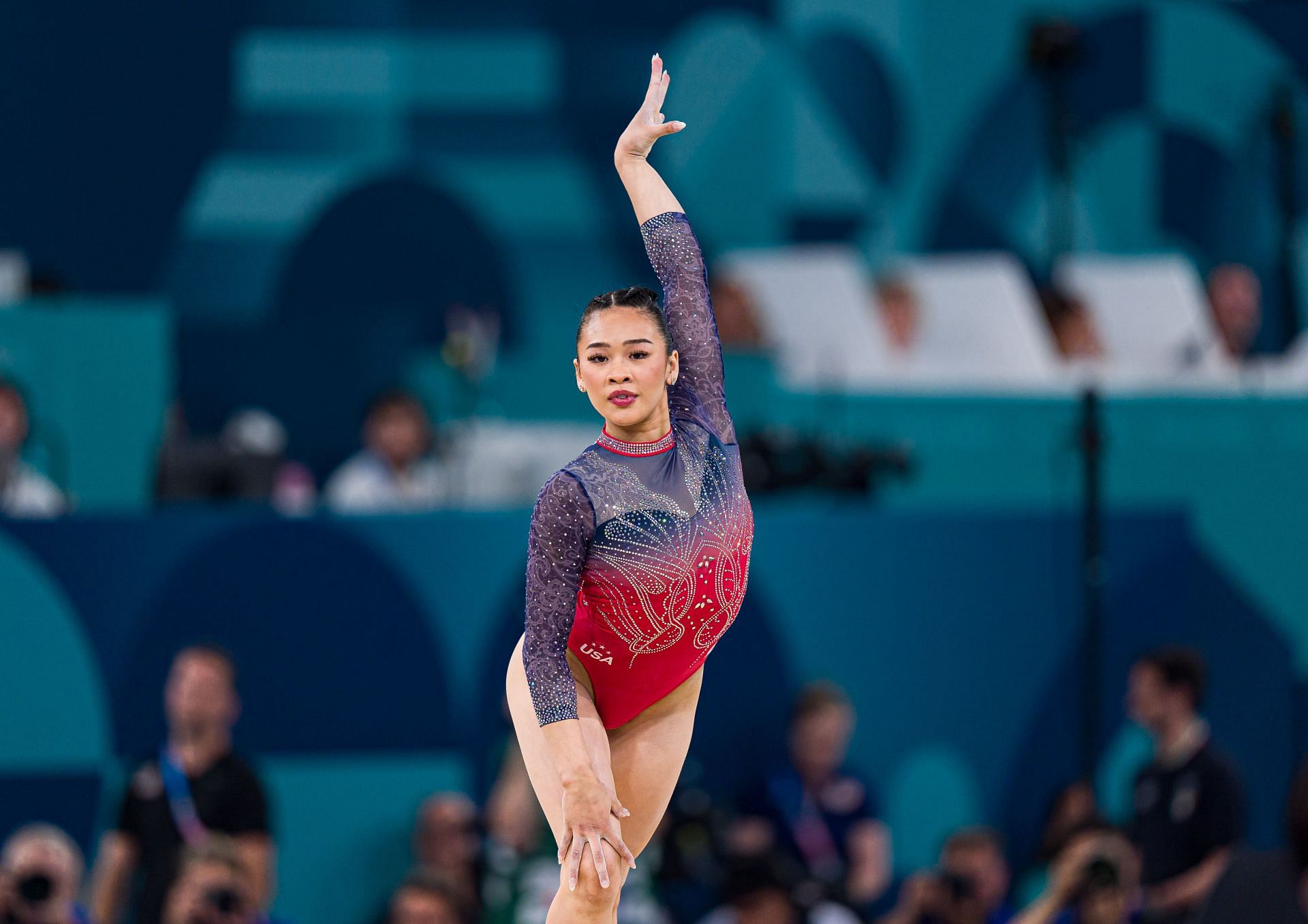 Sunisa Lee competes in the floor exercise during the Olympic Games 2024 in Paris, France. (Photo by Getty Images)