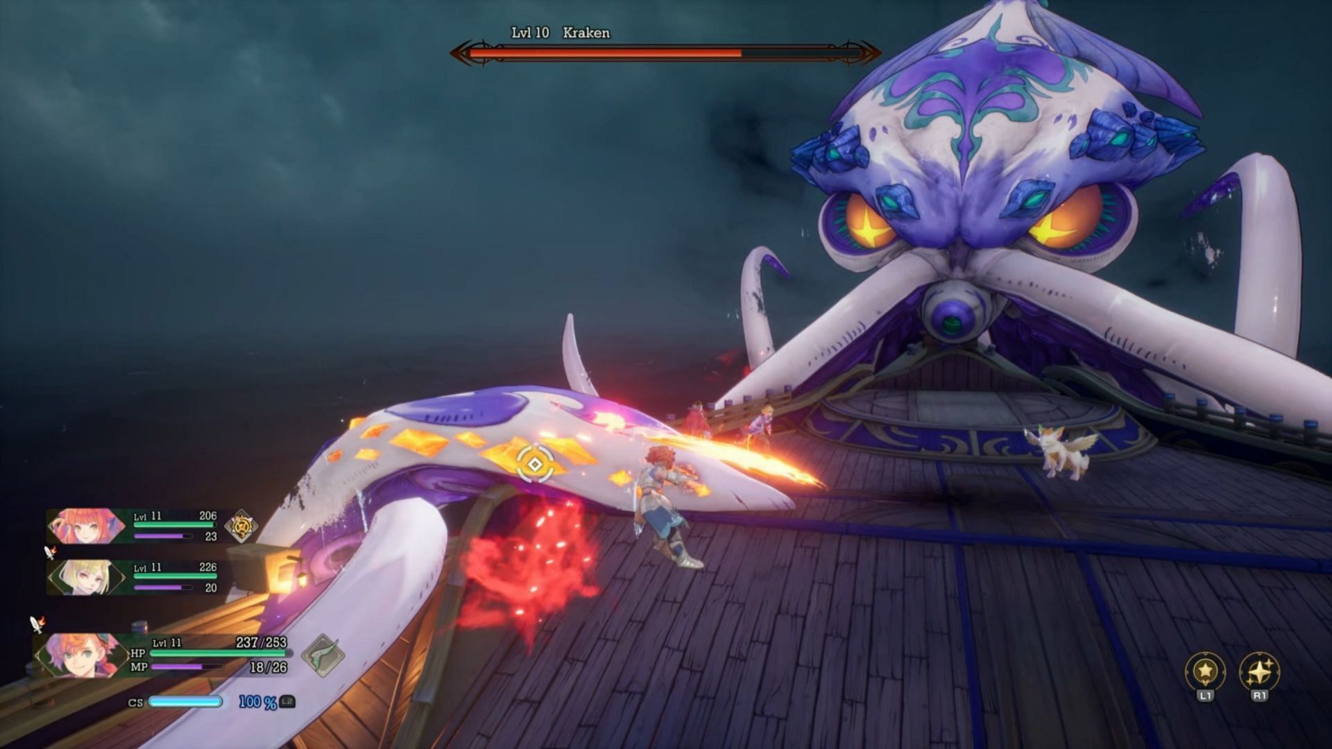 Flame Sabre makes quick work of this fishy foe (Image via Square Enix)