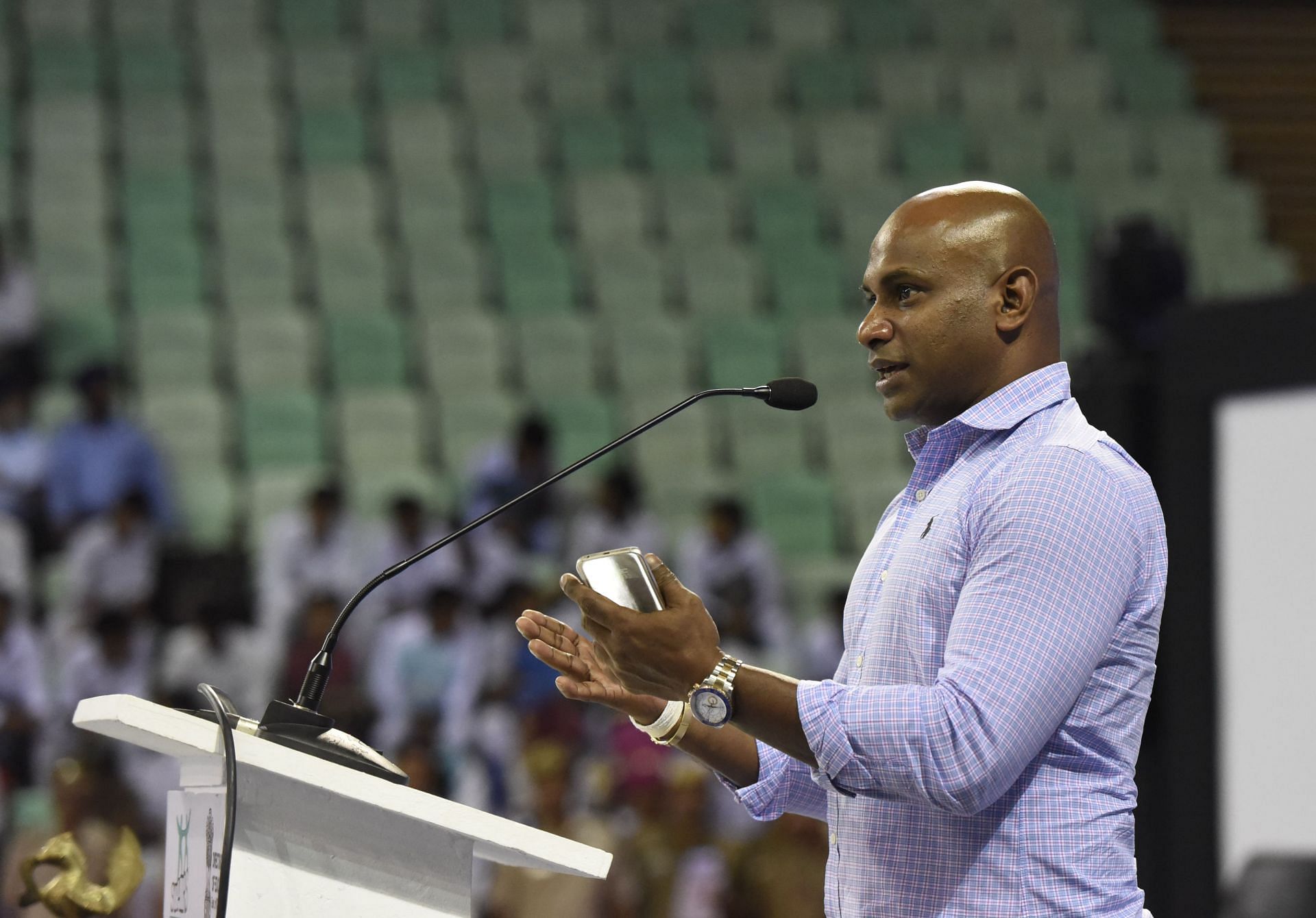 Sanath Jayasuriya at an event in India (Image Credits: Getty Images)