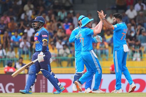 Mohammad Siraj picked up India's first wicket in the first ODI against Sri Lanka (File image via Getty)