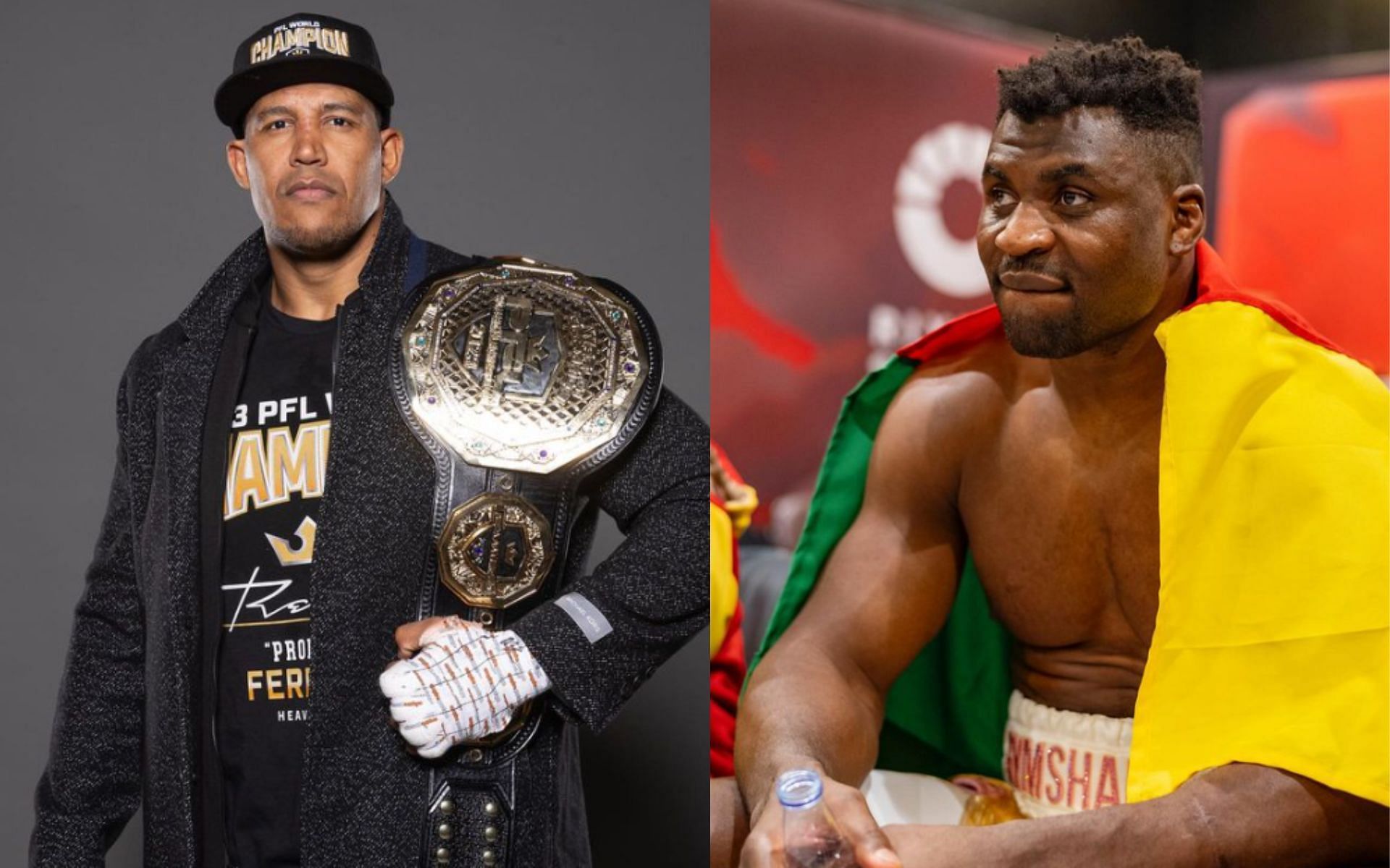 Renan Ferreira (left) explains comments on Francis Ngannou (right) [Images courtesy: @renan_problema_mma and @francisngannou on Instagram]