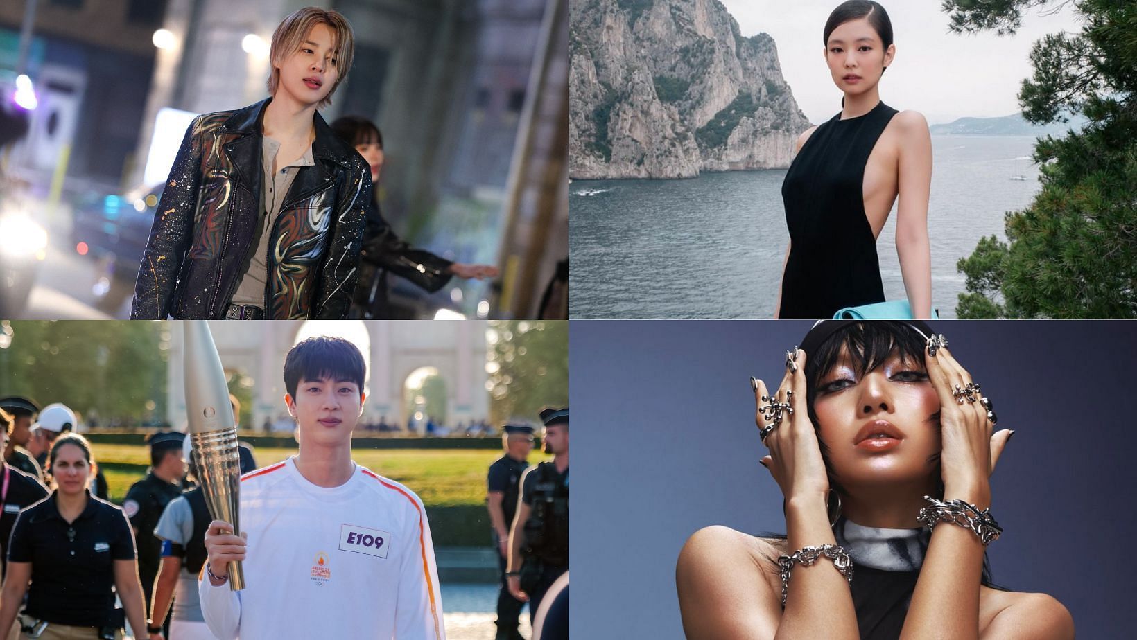 10 iconic K-pop moments that set internet ablaze. (Images via X/@Paris2024, @bts_bighit and Instagram/@jennierubyjane, @lalalalisa_m)