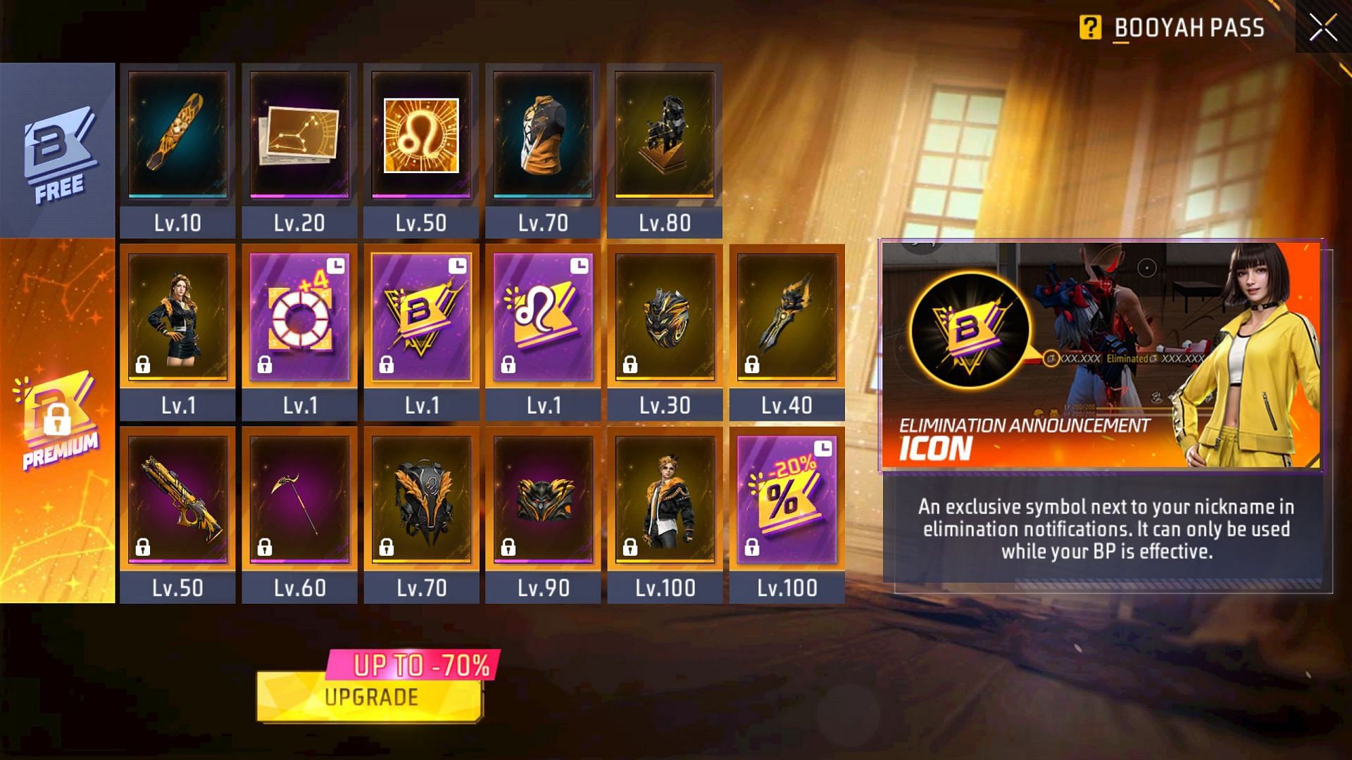 Rewards of the Booyah Pass (Image via Garena)