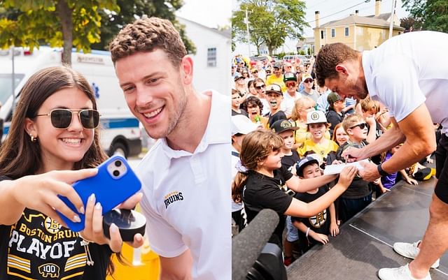 Charlie Coyle attended day 3 of Bruins fan fest and signs autographs for fans (Credit: IG @nhlbruins)