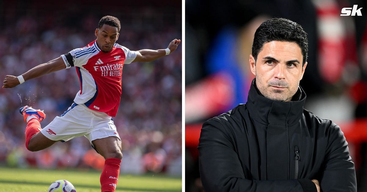 Jurrien Timber and Mikel Arteta (image via Getty)