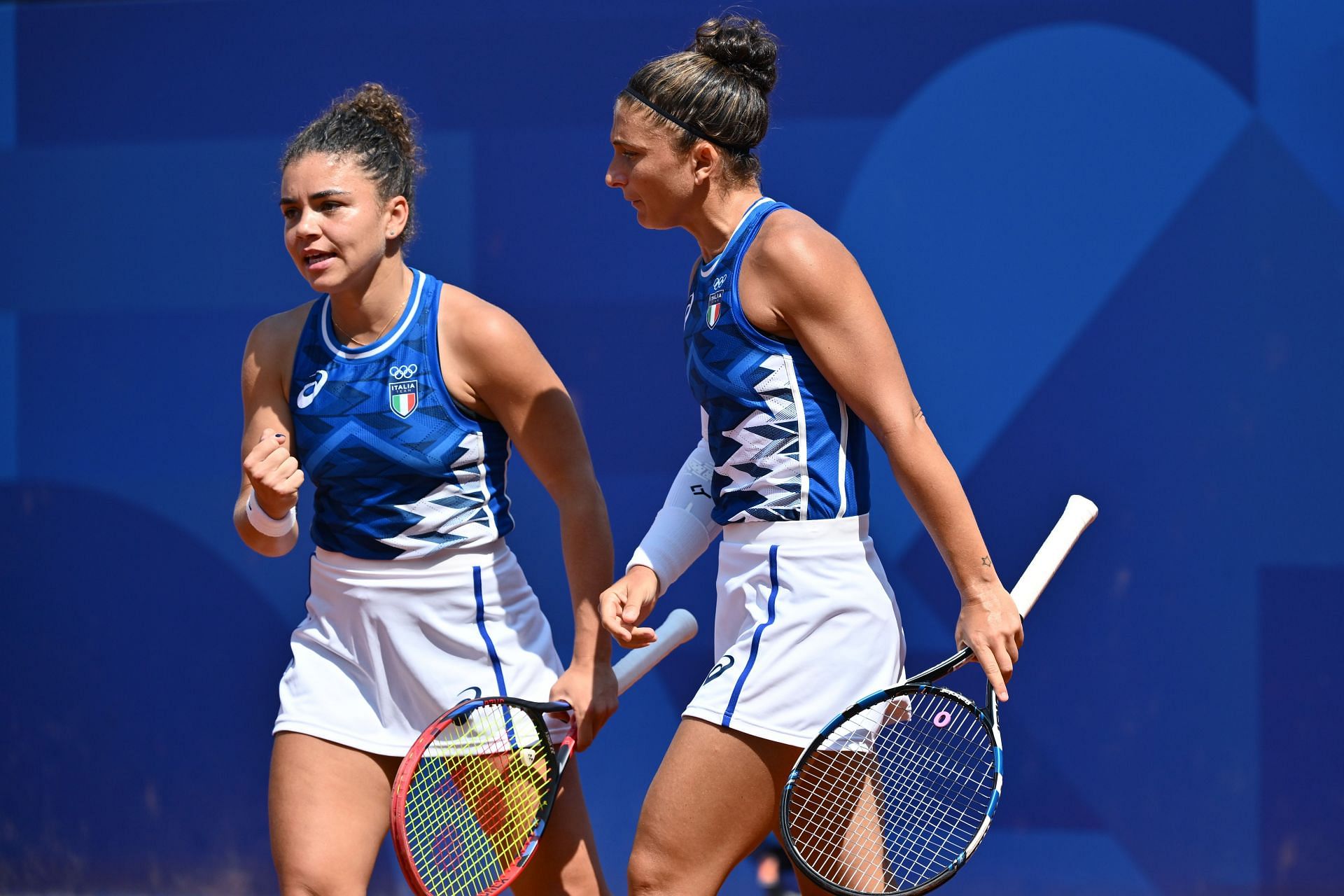 Jasmine Paolini and Sara Errani at the Paris Olympics 2024. (Photo: Getty)