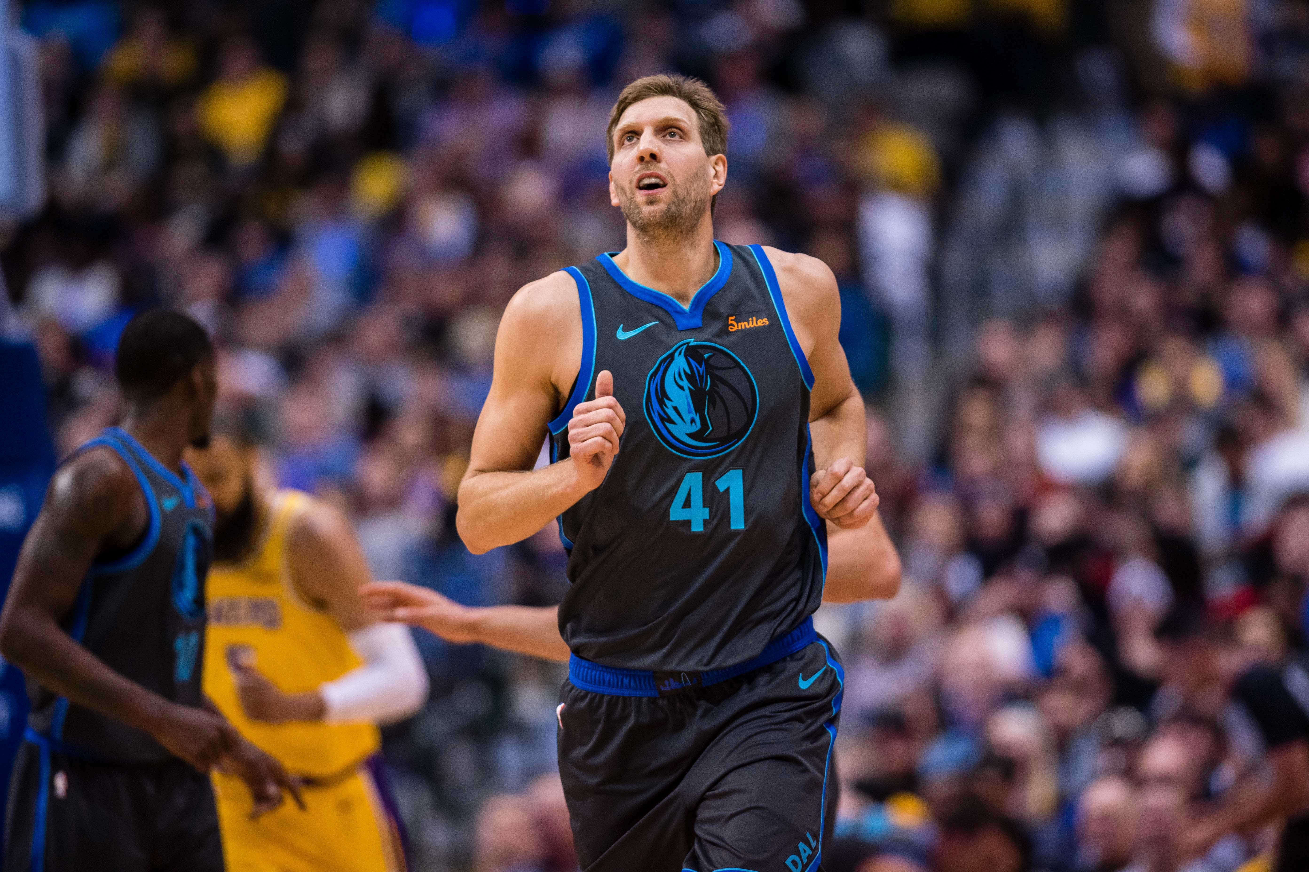 Forward Dirk Nowitzki in action during the game between the Lakers and the Mavericks at the American Airlines Center. Photo Credit: Imagn