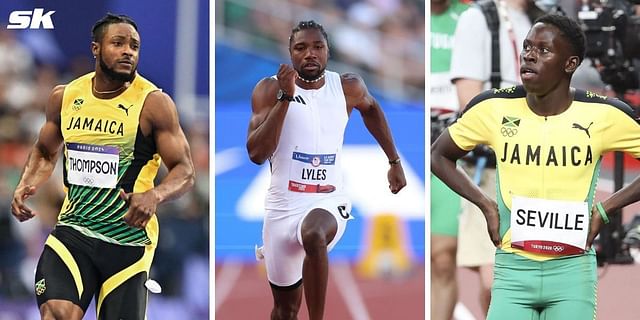 Kishane Thompson, Noah Lyles and Oblique Seville. PHOTO: All from Getty Images