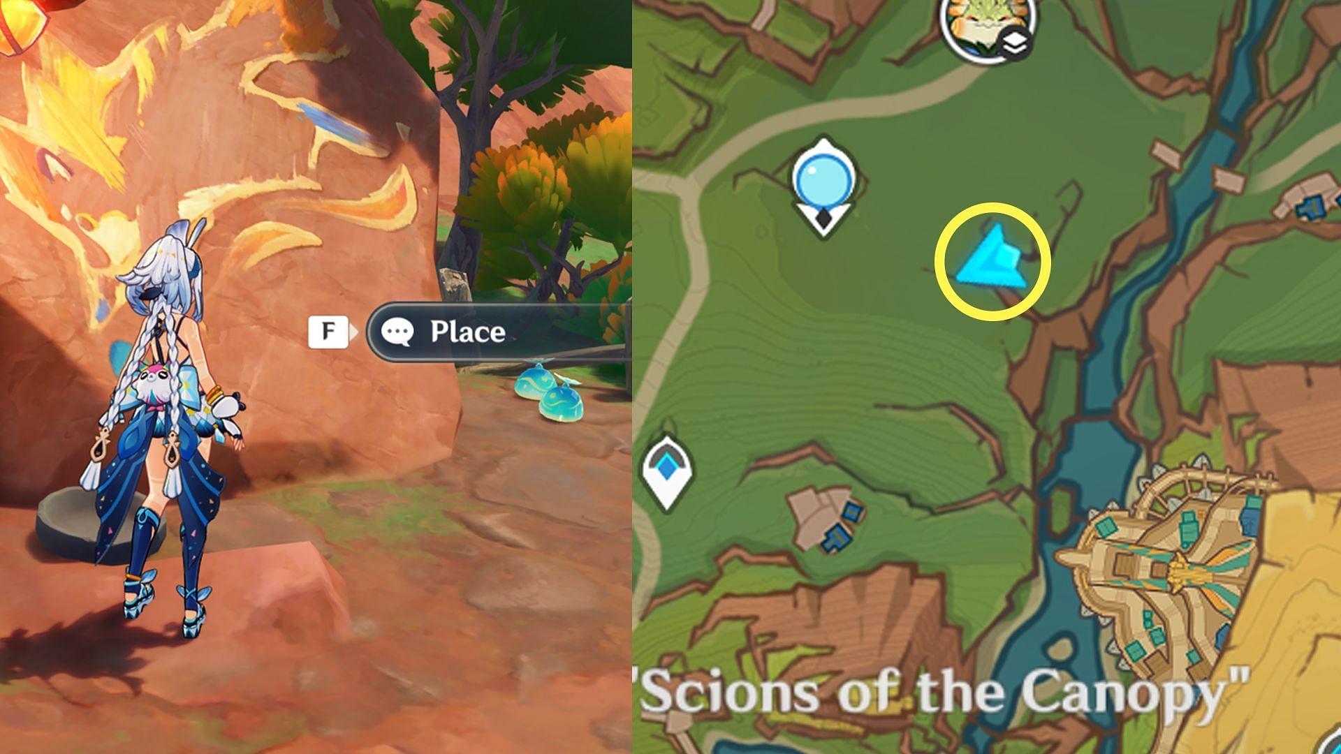 The Location of the fourth Broken Graffiti Marked Stone (Image via HoYoverse)