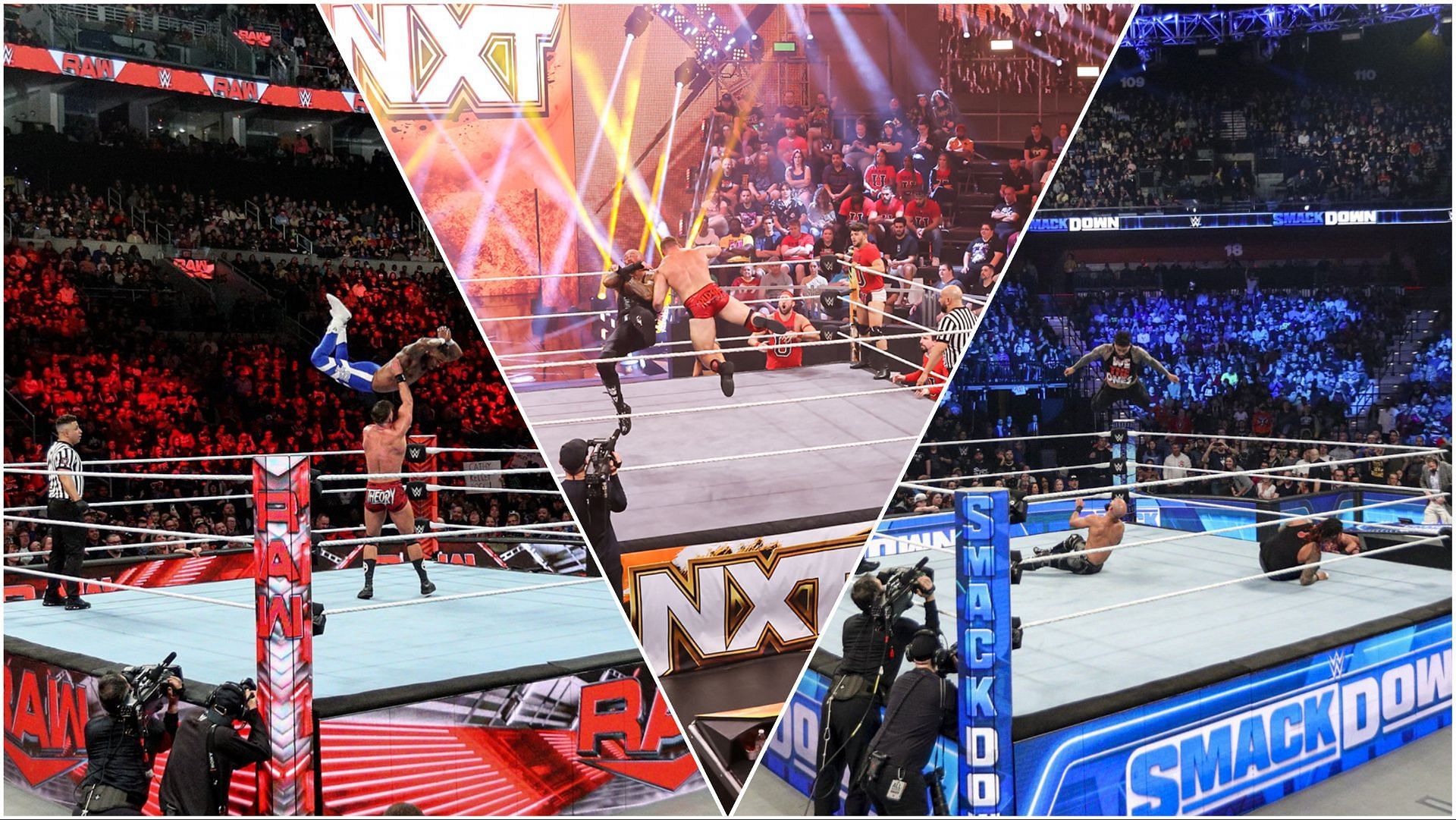 WWE Superstars in action on RAW, NXT, SmackDown