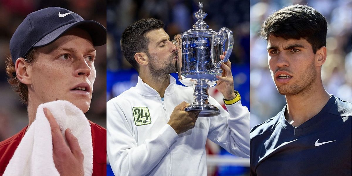 Jannik Sinner (L), Novak Djokovic (C), Carlos Alcaraz (R) (Image source: GETTY)