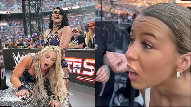 Hailey Welch (Hawk Tuah Girl) reacts to Rhea Ripley vs Liv Morgan at WWE SummerSlam