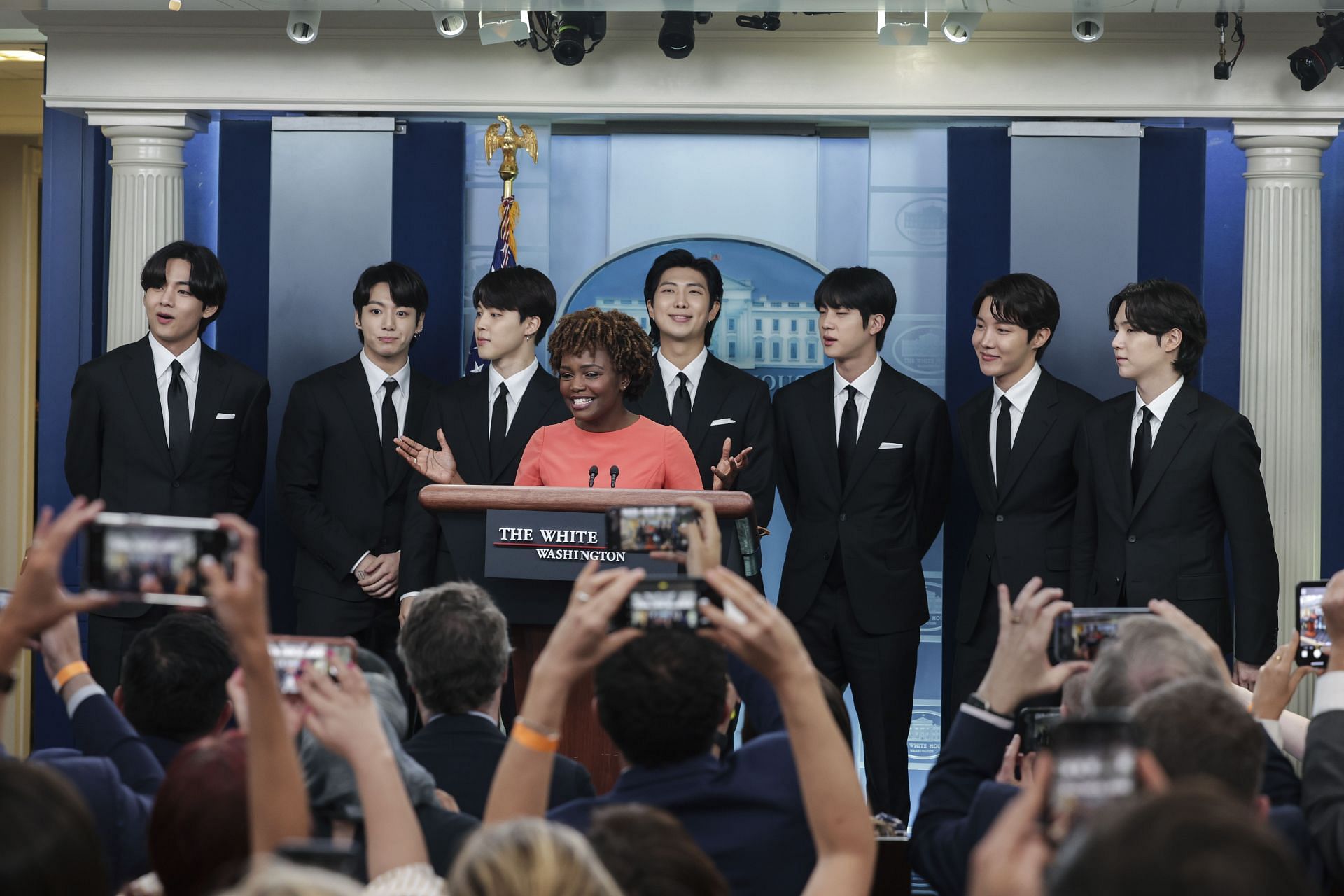 K-Pop Group BTS Joins White House Press Secretary Jean-Pierre At Daily Briefing - Source: Getty