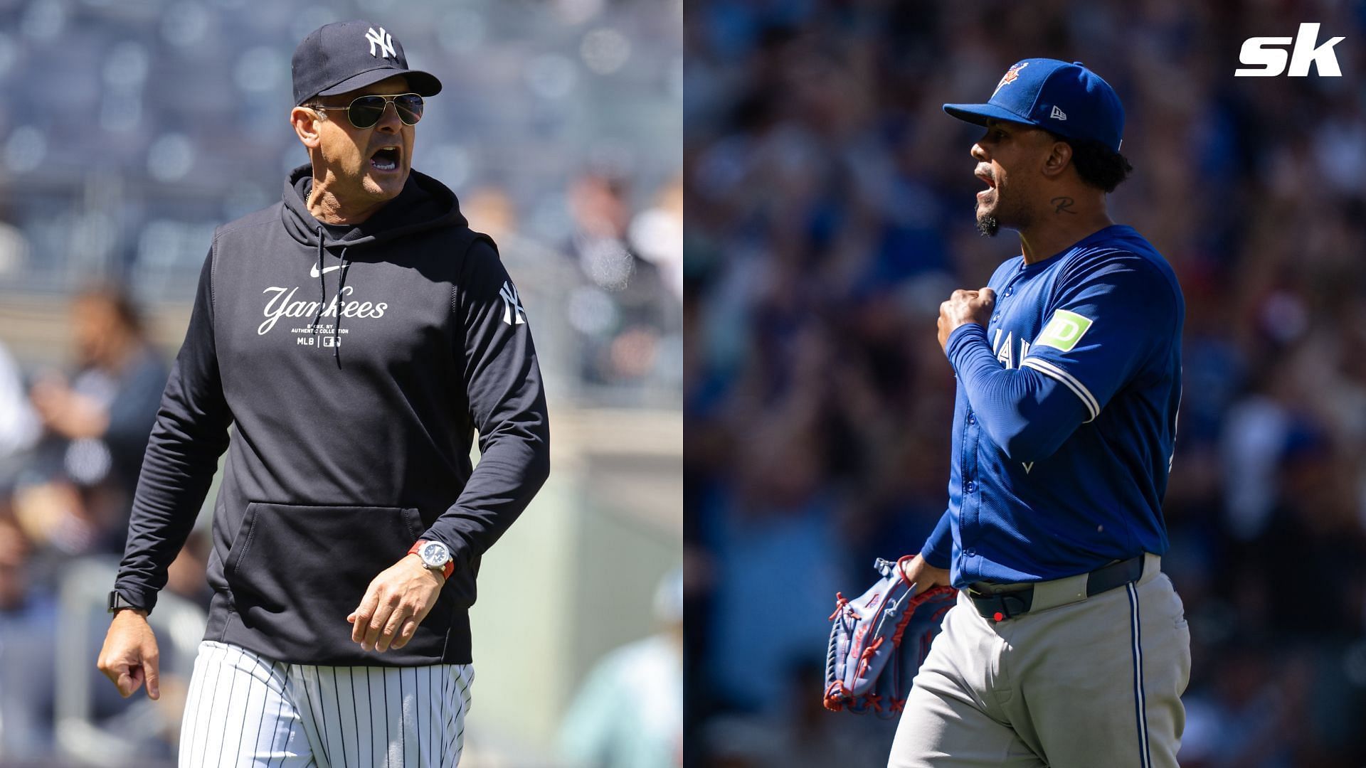 Yankees manager Aaron Boone was not pleased after an encounter with Jays reliever Genesis Cabrera