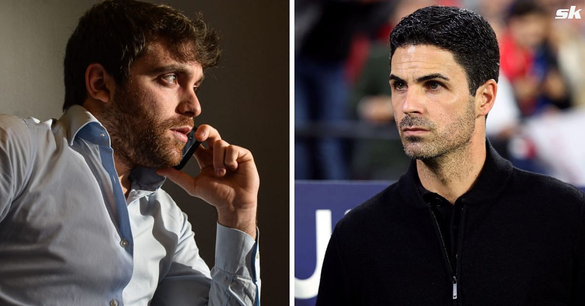 Fabrizio Romano (left) and Arsenal manager Mikel Arteta