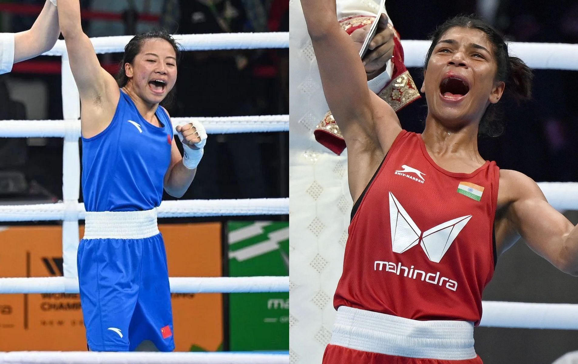 World Champion Wu Yu will lock horns with Indian ace boxer Nikhat Zareen. (Images via Getty)