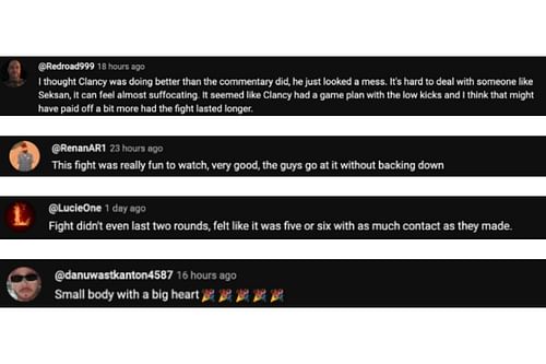 Screenshot of fans' comments