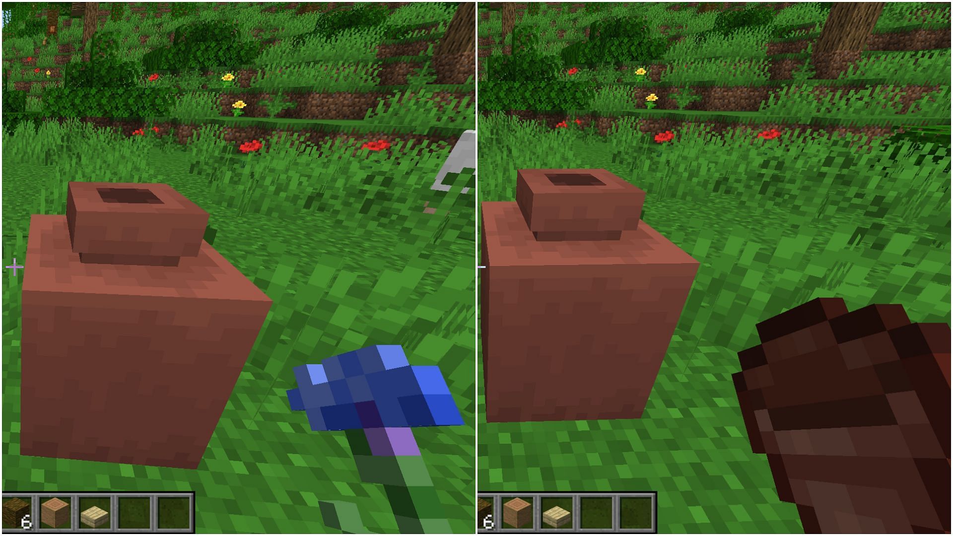 Decorated pots have a unique wobble animation to show whether an item can be stored or not (Image via Mojang Studios)