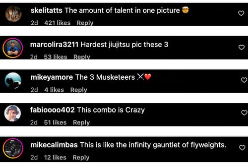 Screenshot of fans' comments