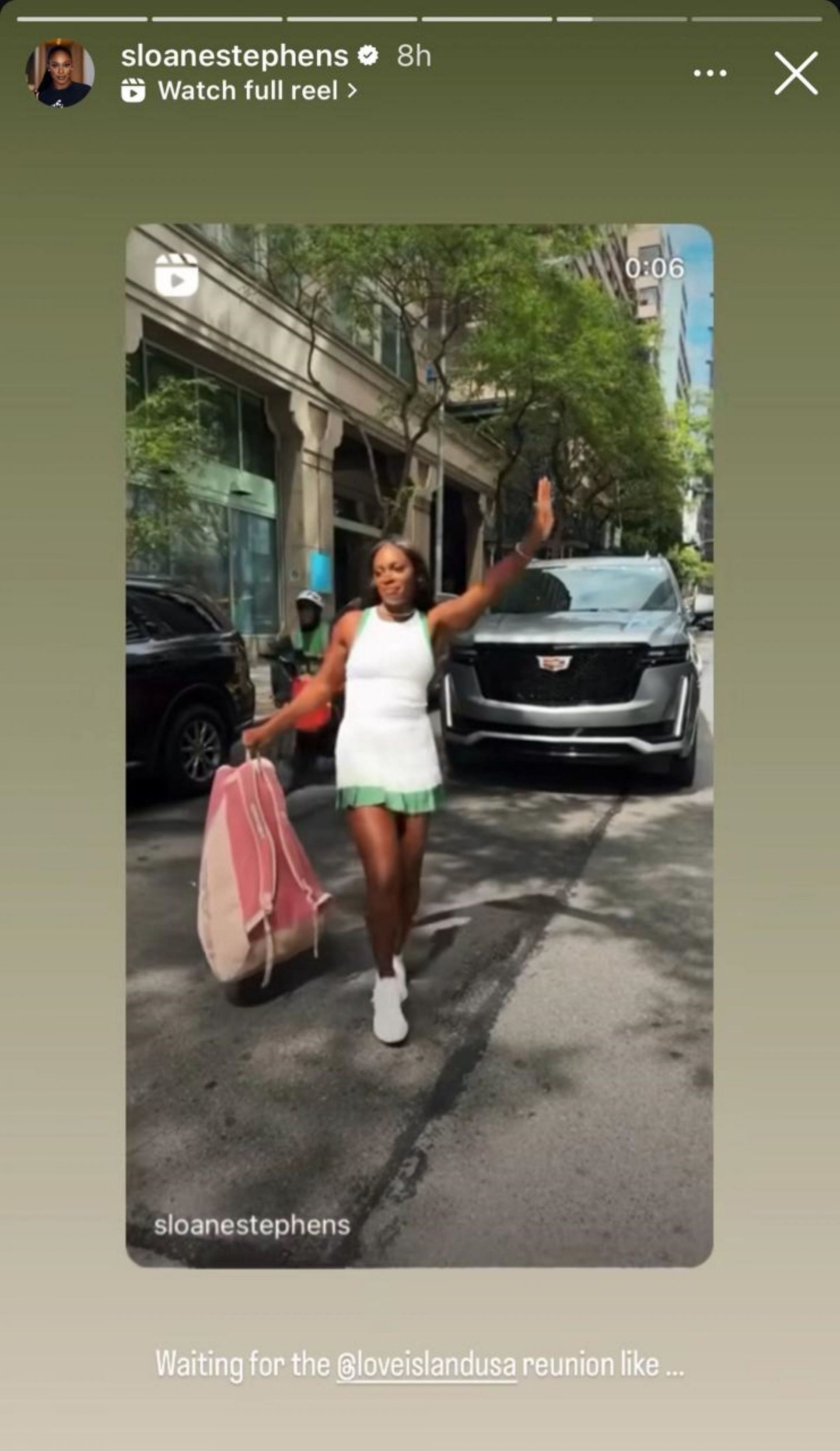 Sloane Stephens&#039; story; Instagram - @sloanestephens